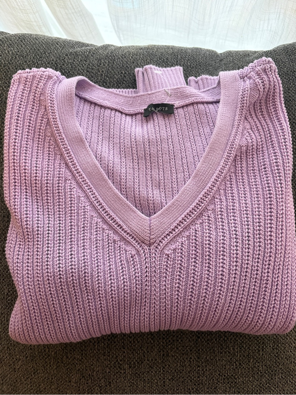 Talbots Lilac V-Neck Ribbed Knit Sweater - Women